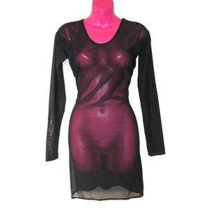 1990s vintage sexy sheer black dress size medium large